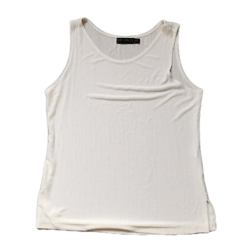 Picadilly Fashions Ribbed Tank Top Womens M Ivory Sleeveless Stretch Canada EUC
